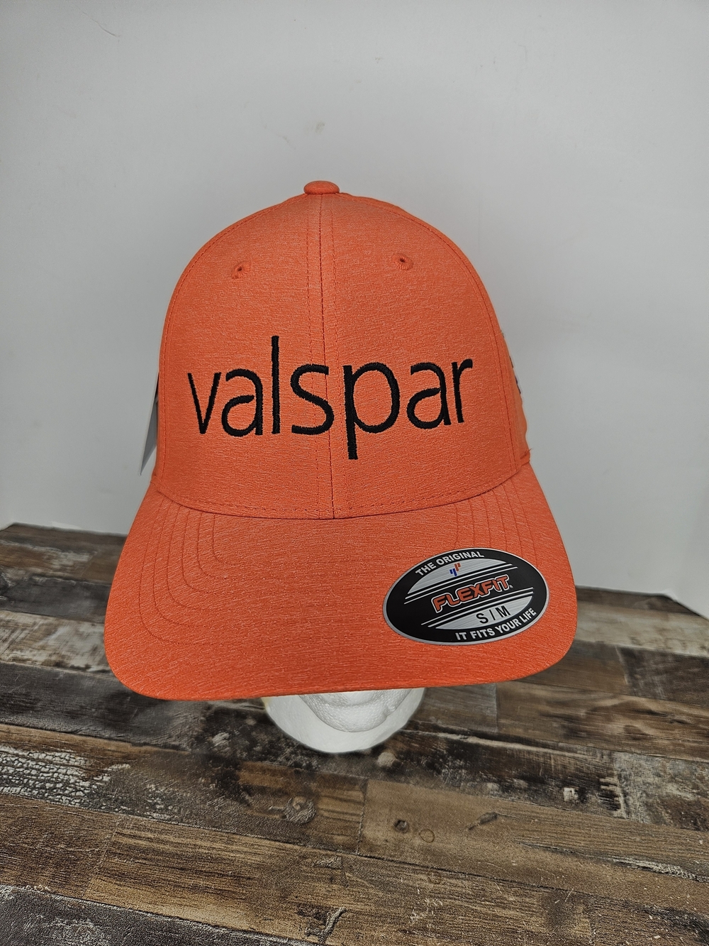 Valspar Golf Hat Orange FlexFit S/M Levelwear Paintbrush Logo Adj. Stretch